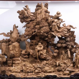 印尼沉香木大师雕刻《八仙齐聚》