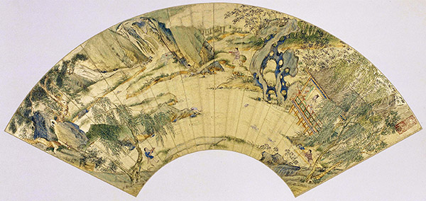 仇英《兰亭图》扇面横屏