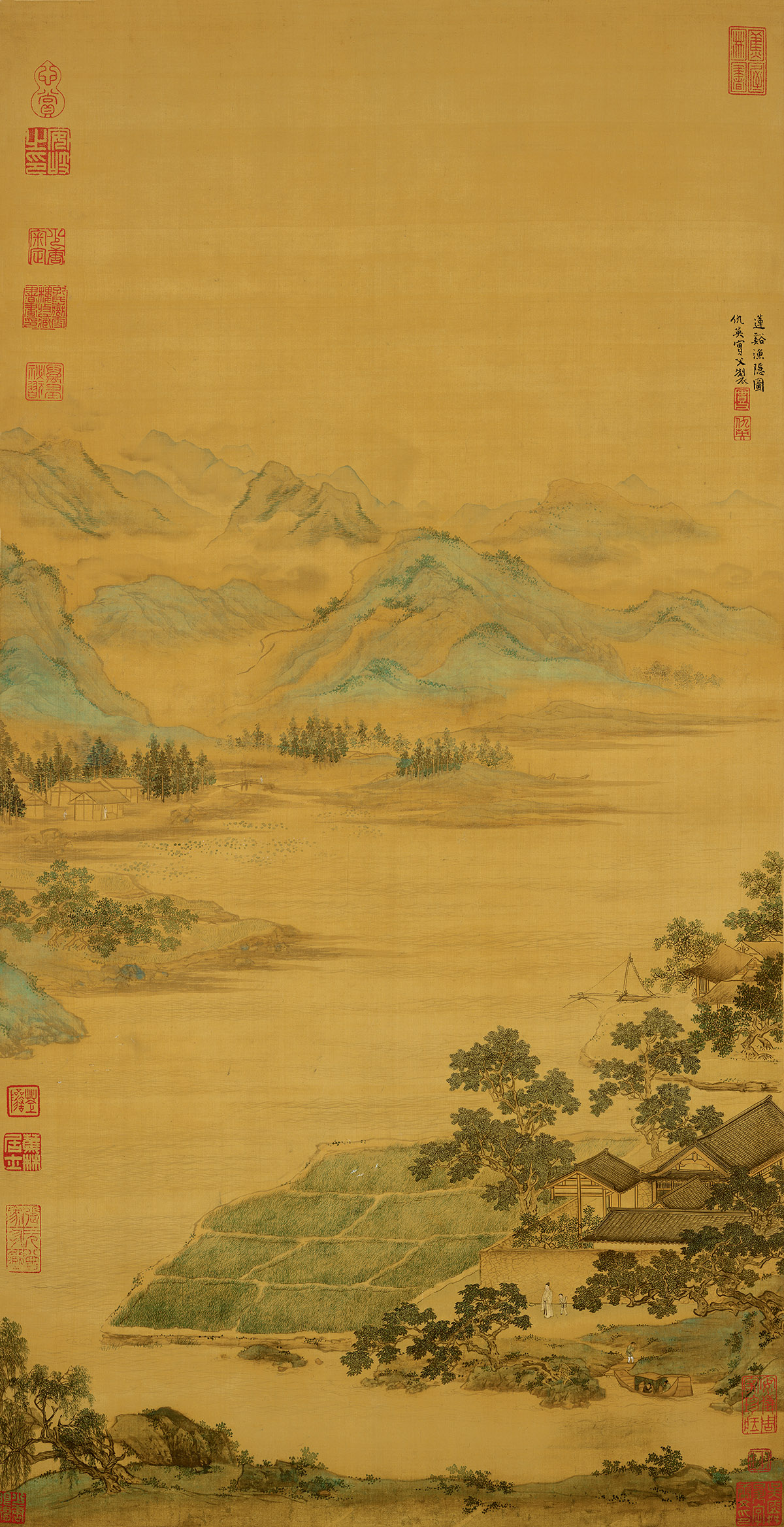 明 仇英 莲溪渔隐图 绢本 66.2X167.5.jpg