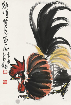 陈大羽大写意花鸟画《公鸡图》35幅
