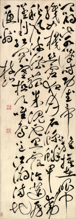 祝枝山《草书杜甫秋兴诗轴》